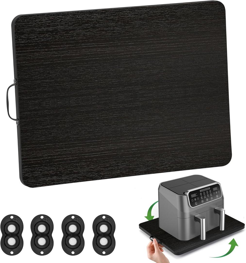 Appliance Slider, Sliding Tray for Coffee Maker, Coffee Pot Slider for Countertop, 360 Rolling Tray Appliance Slider for Kitchen Appliances- Black (9.5 X 14)