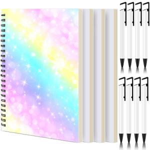 Seajan 12 Pcs Blank Journal Notebook Including 4 Pcs A5 120 Pages Sublimation Notebooks Blank 8 Sublimation Pens for School Supplies DIY Back to School Gifts