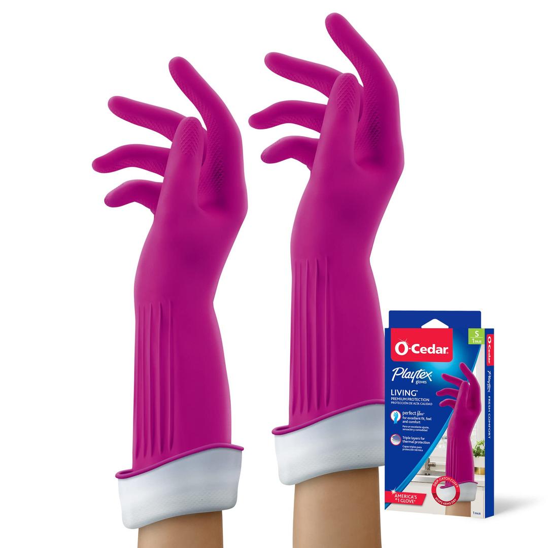 PLAYTEX Living Reuseable Rubber Cleaning Gloves (Small, 18 Pack), Premium Protection Reusable Household Gloves