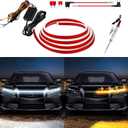 Exterior Car LED Hood Light Strip,Dual Color Dynamic Scan Start Up Hoodbeam Kit,Led Daytime Running Lights White&Amber Switchback Sequential Turn Signal Lights for Cars, Trucks,SUV(95inch/1set)