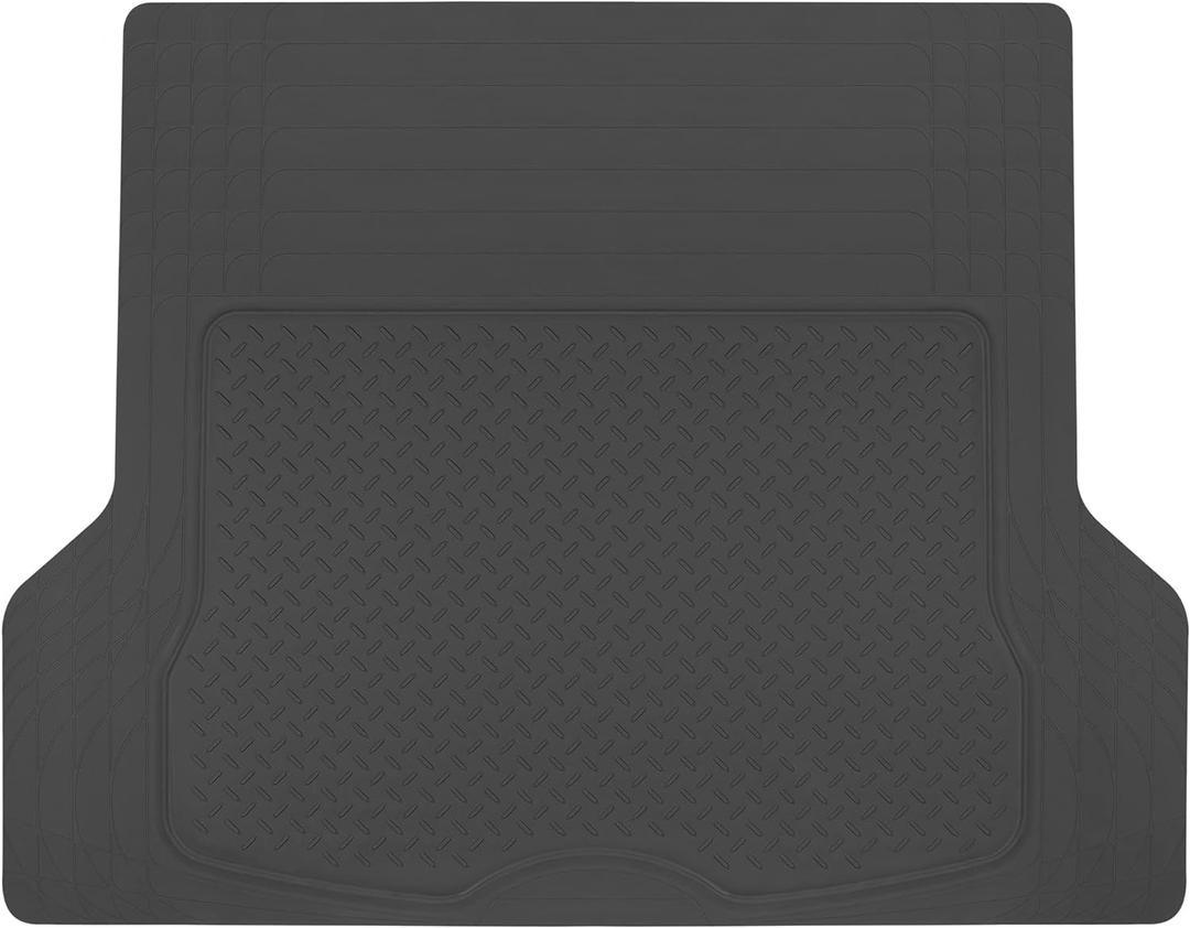 BDK Heavy Duty Rubber Cargo Mat Liner - All-Weather Trunk Protection, Trim-to-Fit Design for Cars, SUVs, Vans & Trucks - Non-Slip, Waterproof, Durable Cargo Floor Liner - 54" x 43.5" x 0.25" - Black
