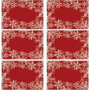 XCHI Red Snowflakes Winter Christmas Xmas Placemats Set of 6 Table Mats for Party Home Kitchen Dining Table Decorations 12x18 Inch