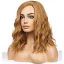 BERON Strawberry Blonde Wigs for Womens Short Curly Wavy Wig Girls Blonde Brown Side Part Wigs Shoulder Length Heat Resistant Synthetic Cosplay Party or Daily Use
