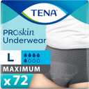 Tena ProSkin Large Gray Adult Male Moderate Absorbency Protective Disposable Underwear, 72 Count