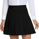 Urban CoCo Women's Pleated High Waist Solid School Uniform Skirt (Medium, Black)