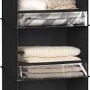 Simple Houseware 3 Shelf Hanging Closet Organizer with Front Stopper, Black