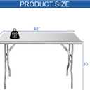 HARDURA Folding Stainless Steel Table 30X48 Inches with Legs NSF Commercial Portable Folding Prep Table for Restaurant Kitchen Home and Hotel