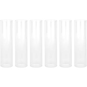 Koyal Wholesale Glass Hurricane Candle Holders, Tall Cylinder Chimney Tubes, Open On Both Ends for Pillar, Taper Candles Cover, Wedding Centerpieces Decorations, Bulk Set (6, 3" W x 8" H)