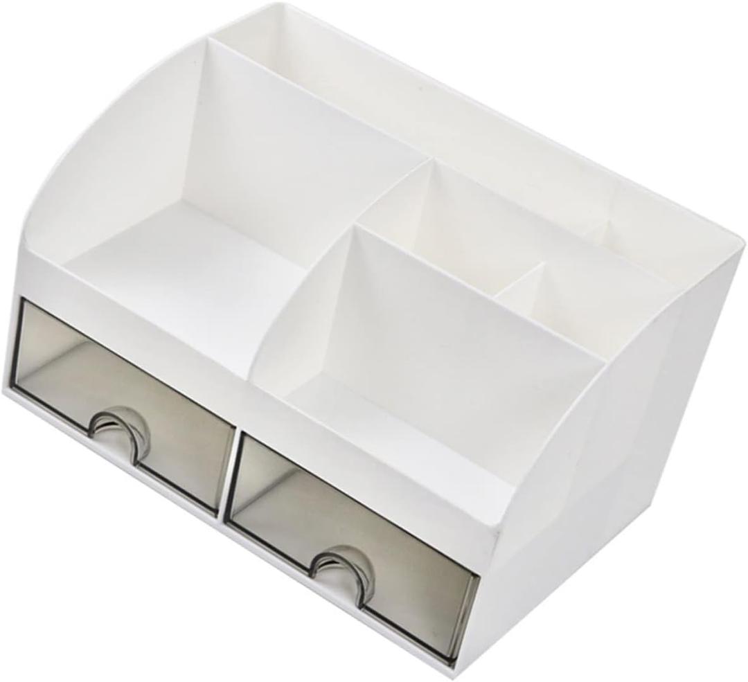 Unomor Office Storage Box Drawer Transparent Desk Organizer for Stationery Pens and Sundries Versatile Container for Home Office and School Use Mountain (White)