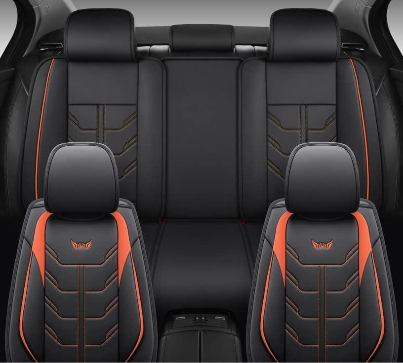 Csidy02 Leather car seat Covers, Comfortable 5-Seater Full Set, Suitable for Most Cars, SUVs, Pickup Trucks. Suitable for All Seasons, Universal Type (Black and Orange)