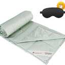 YOUR MOON Summer Lightweight Wool Comforter - Breathable & Thin Duvet Insert for Hot Sleepers, 100% Australian Wool Filling 100gsm with Pure Cotton Shell-Twin Size (Green)