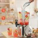 Beverage Dispenser With Stand, Stainless Steel Drink Dispenser for Parties, 2 Gallons drink dispenser with Ice Core & Spigot, Clear Acrylic Water Juice Jug for Home, Buffet, Weddings & Outdoor Events