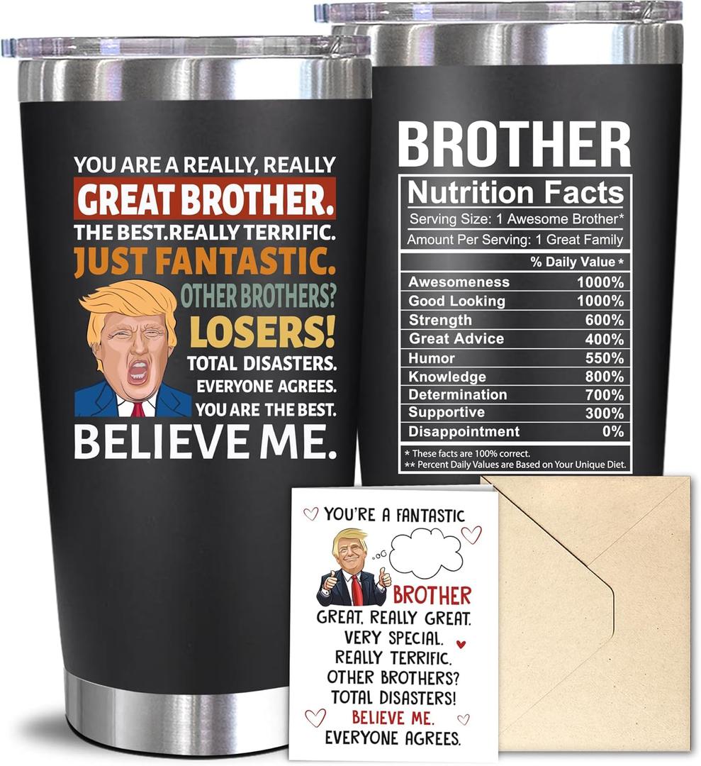 NewEleven Gifts For Brother - Brother Birthday Gifts For Big, Little Brothers, Siblings, Bro In Law - Funny Brothers Gift From Sister, Bro - 20 Oz Tumbler, Brother Black