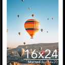 JCJMY 16x24 Picture Frame with Mat for Poster Photo and 40x60 cm Canvas, Display 14x20 with Mat or 16 x 24 without, Wood 16 by 24 Wall Gallery Poster Photo Frame, Black