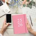 2 x 2025-2026 Planner - Academic Planner 2025-2026 from July 2025 to June 2026 with 12 Monthly Tabs, Flexible Cover, Inner Pocket, 8.5" x 11", Pink