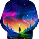 Unisex 3D Galaxy Hoodie Novelty Hooded Sweatshirt Colorful Graphic Long Sleeve Hoodies with Big Pockets (M)