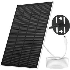 Solar Panel, Type-C Charger, IP65 Waterproof for Outdoors, 3W Continuously Power Supply, 360° Swivel Bracket