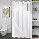 WONICY No Hook Small Shower Curtain with Snap in Liner, Polyester Textured Shower Curtain with Liner Set, Waterproof Washable Short Shower Curtains for Stall, 36Wx74H, White