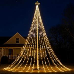 VIHOSE 21.3FT 1560LED Flagpole F8 LED Christmas Tree with Flag Pole Mega Topper Light Hook for Existing 20ft Flag Pole 8 Mode Outdoor Christmas Decoration Light Xmas Patio Yard Party (Without Flagpole)