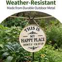 This Is My Happy Place Sign, Happy Place Metal Wall Decor, Welcome Sign For Front Door, Hanging Signs & Plaques, Funny Home Decorative For Front Door (1pcs,12 * 12in)