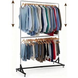 Geelin Z Rack for Clothing Heavy Duty Z Rack Double Row Hangers with Built-in Height Extensions