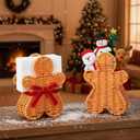 Chunful 2 Pcs Christmas Gingerbread Man Napkin Holder Rattan Christmas Gingerbread Decoration Utensil Cocktail Tissue Towel Paper Dispenser Storage Xmas Woven Basket Gift Table Kitchen Dinner Party
