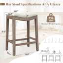 27" Backless Saddle Counter Stools Set of 2, Hand-brushed Wood Finish Legs
