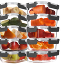 BAYZZ 10 Pack 22 oz Glass Meal Prep Containers, Glass Food Storage Containers with Airtight Lids, BPAFree, Freezer and Microwave Safe