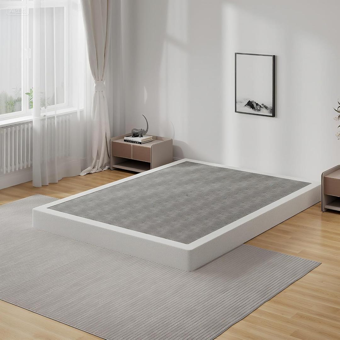 Box Spring California King Bed Base 5 Inch, 3000lbs Heavy Duty Cali King Box Spring Metal Mattress Foundation, Tool-Free Easy Assembly, Noise Free