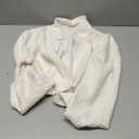 Floerns Women's Elegant Long Sleeve Cropped Blazer Open Front Textured Knit Business Casual Suit Jacket White X-Large