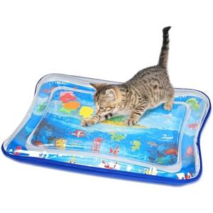 Toptakeit Cat Water Sensory Play Mat with Extra Protective Cover, Thickened Cat Water Mat Bed for Cats Dogs Kittens Puppies 2 Pack