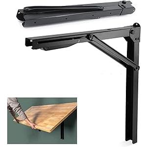 24inch Folding Shelf Brackets Garage Heavy Duty Steel Max Load 500lb Floating Wall Mounted Collapsible Shelf Bracket Space Saving (Pack of 2, No Board)