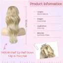 HOOJIH Clip in Ponytail Extension, Ponytail Extension 18 Inch Hair Ponytail Extension Wavy Ponytail Clip on Ponytail Synthetic Ponytail Hair Pieces for Women - Ombre Deep Blonde and Light Blonde
