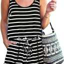 RAISEVERN Womens Rompers Summer Short Jumpsuits Casual Scoop Neck Sleeveless Romper with Pockets (Medium, Black-02)