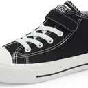 DSWED Kids Canvas Sneakers Lightweight Breathable Shoes High Top Casual Walking Shoes Black Size 4
