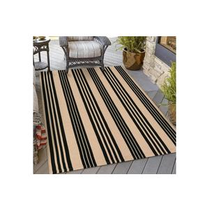 OJIA Outdoor Area Rugs 4'x6', Black and Tan Outdoor Rug Machine Washable Patio Rugs Cotton Hand Woven Entryway Rug Indoor Rugs for Bedroom/Porch/Deck/Backyard/Camping/Living Room