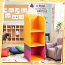 Lounsweer Pencil Classroom Bookshelf Reading Corner 3 Tier Bookcase Storage Shelf for Classroom with Pencil Top Stickers for Nursery Preschool Daycare Furniture Back to School Decor