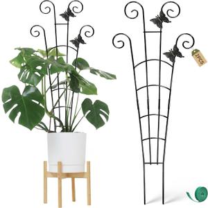 COOMIN 30'' Monstera Plant Support Outdoor, Metal Expandable Plant Supports for Indoor Plants, 2P Garden Trellis for Climbing Plants Indoor - Ivy, Pothos, Philodendron, Hoya (32.6in,2p)