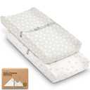 2-Pack Organic Changing Pad Covers for Girl, Boy, Neutral - 100% Cotton Changing Table Pad Cover, Soft Baby Nursery Diaper Changing Pad Sheets, Contour Changing Pads Liners, Change Pad Cover (Meadow)