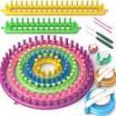 READAEER Knitting Loom Kit with Pompom Maker, Round Knitting Loom for Hat, Rectangular for Blanket Scarf Shawl, Knitting Loom Kit for Beginner