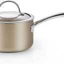Cooks Standard 2-Quart Saucepan Hard Anodized Ceramic Nonstick with Glass Lid, Classic Small Cooking Sauce pot Mini Milk Pan, Induction Compatible, Bronze