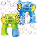 2-Pack Bubble Gun Set with Batteries  Automatic Bubble Blower Toys for Kids & Toddlers | 1 Blue + 1 Green Bubble Shooter with Solution Included | Outdoor Fun & Ready to Play