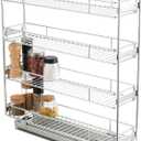 OCG 4-Tier Pull Out Kitchen Cabinet Spice Rack Holder Shelves (5" W x 21" D), Slide Out Slim Storage Wire Baskets for Storage Organization, Narrow Pull Out Storage for Narrow Space
