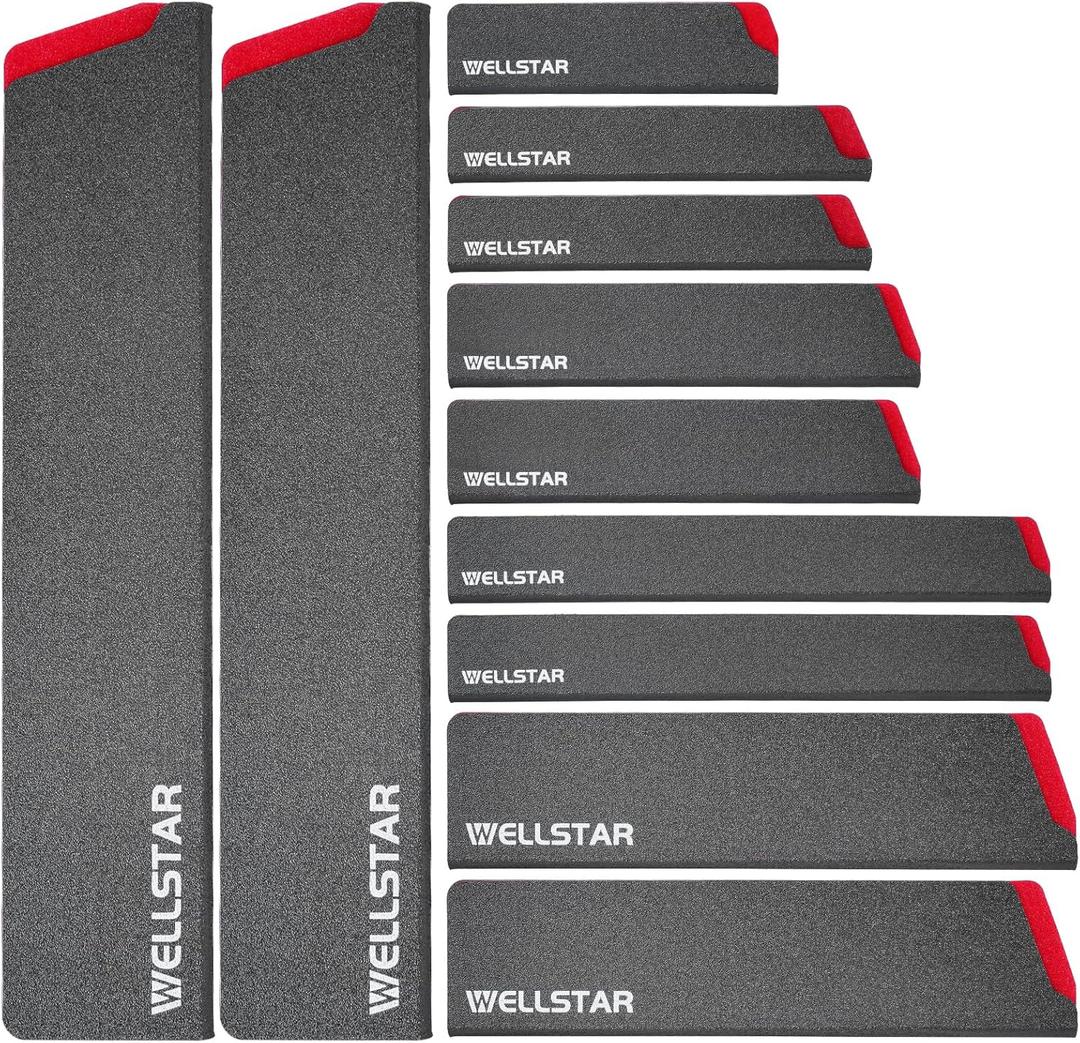 WELLSTAR Knife Edge Guards Set, 11 Piece Universal Blade Covers, BPA Free ABS Protective Blade Sheaths, Non-Scratch Felt Lining Kitchen Knives Covers (Knives not included)