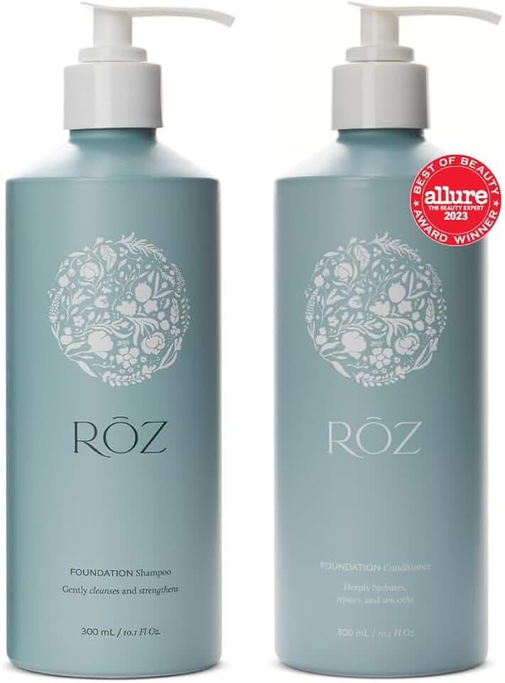 RŌZ Foundation Shampoo and Conditioner Set Duo - Sulfate-Free Hydrating Shampoo and Conditioner for Women & Men - All Hair Types | Vegan, Color-Safe, Silicone & Paraben-Free | 10.1 oz Each