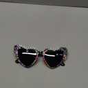 Etercycle Heart Shaped Sunglasses, Birthday Queen Black Heart Sun Glasses Birthday Gift, Colorful Diamond Love Glasses for Women Cute Birth Day Decorations