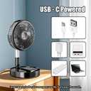 Portable Table Fan, Rechargeable Personal Fan with 48-Hour Battery, 3 Speeds, 120 Oscillation, USB-C Charging, Compact & Lightweight for Home, Office, Travel, and Outdoor Use (Black)