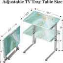 Folding Tv Tray Table,6 Height Adjustable Dinner Snack Slide Under Couch Side Table, Portable Foldable C-Shaped End Table for Eating with Sturdy MDF Top,No Assembly(Sea Blue+Silver), 14.8" x 20.3" x 17.3"