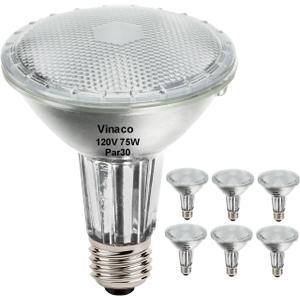 Vinaco PAR30 Long Neck 75W, 6 Pack Long Lasting PAR30 Halogen Flood Light Warm White 2800K, PAR30 Dimmable, High Output par30 Flood Light Bulb 120V with E26 Base for Indoor/Outdoor