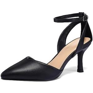 mysoft Women's Pumps Shoes Pointed Toe Kitten Low Heels Stiletto Ankle Strap Closed Toe Wedding Party Dress Sandals, Size: 8 1/2